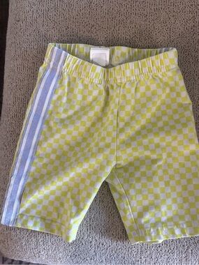 Kids Checkerboard Lime Green Shorts with Side Stripes USED ONCE